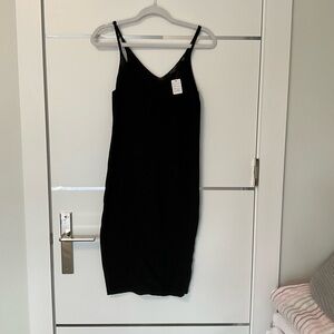 Black Sleeveless Knit Slip Dress